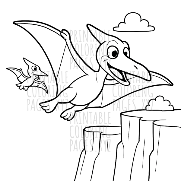 Soaring Pterodactyls Over Majestic Cliffs