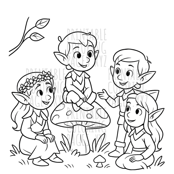 Magical Forest Elves Gathering Scene