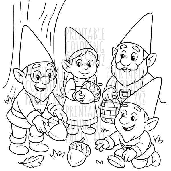 Forest Gnomes Gathering Nuts Adventure
