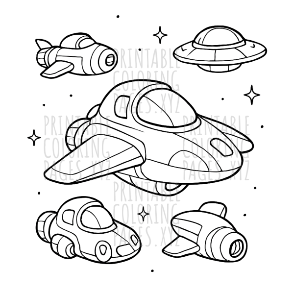 Galactic Fleet of Futuristic Spaceships