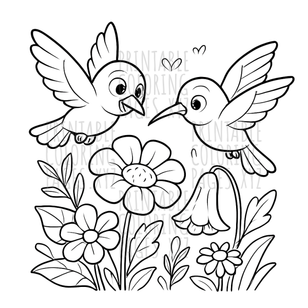 Tranquil Garden with Hummingbirds