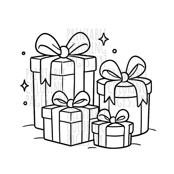 Gift-Wrapped Holiday Presents Coloring Page