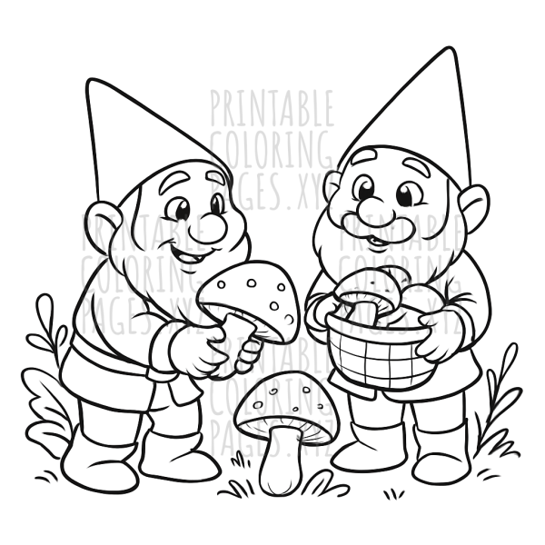 Whimsical Gnomes Harvesting Mushrooms Adventure