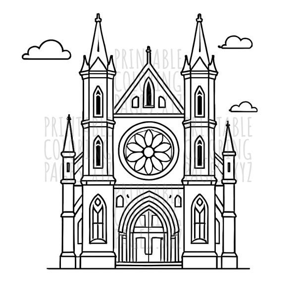 Intricate Gothic Cathedral Facade Art