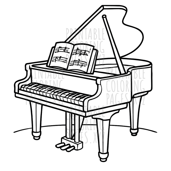 Elegant Grand Piano with Sheet Music Scene