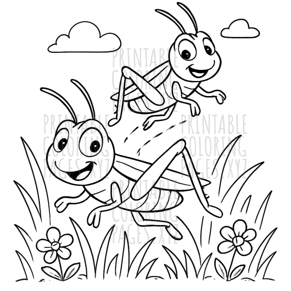 Grasshoppers Leaping Through a Sunny Meadow