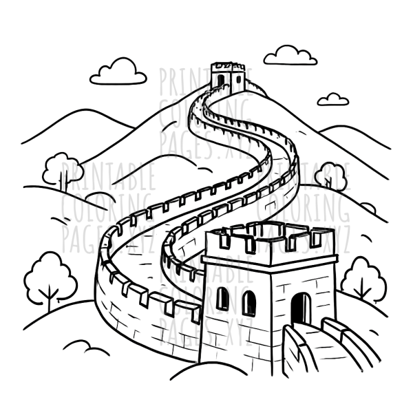 Majestic Great Wall Winding Hillscape Coloring Adventure