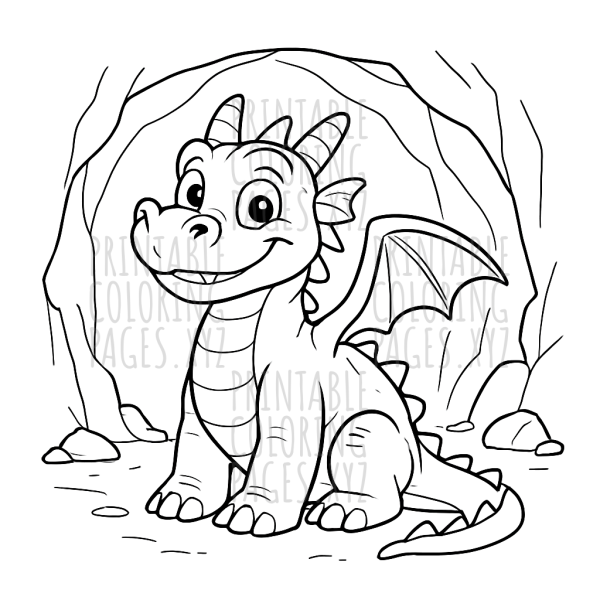 Mystical Green Dragon in a Fantasy Cave Adventure