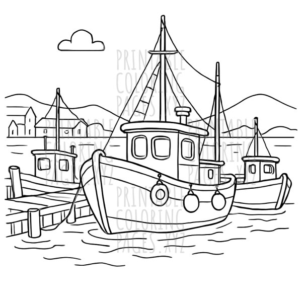 Serene Harbor Scene with Fishing Boats