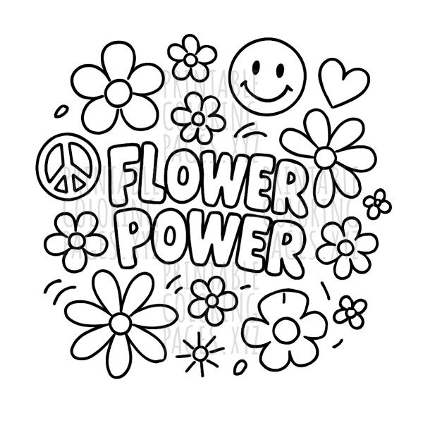 Vibrant Hippie Flower Power Patterns for Creative Coloring