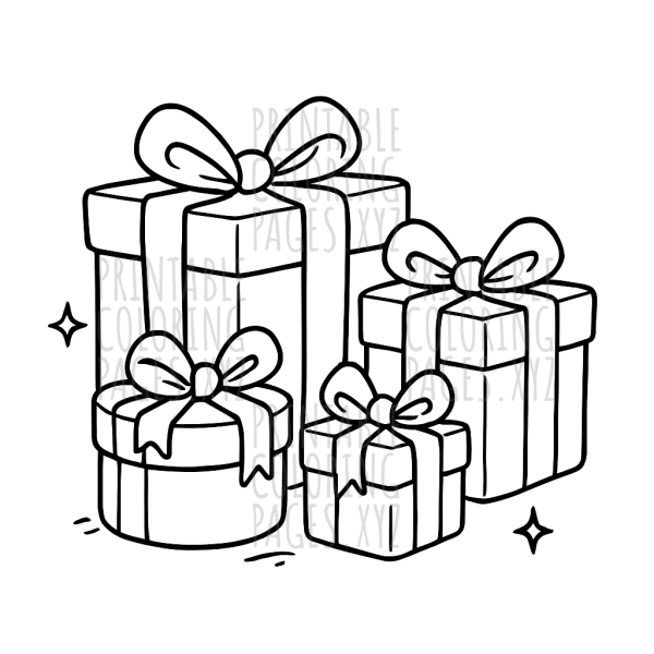 Festive Holiday Presents with Bows for Creative Coloring