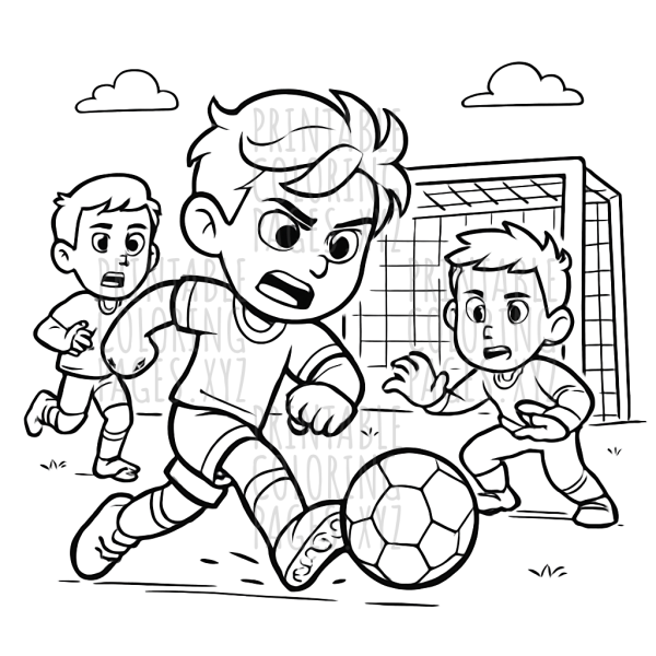 Thrilling Soccer Showdown Coloring Fun