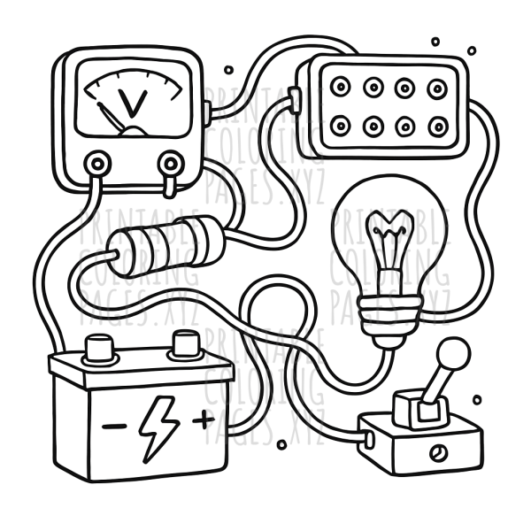 Intricate Electrical Circuit Designs for Creative Coloring