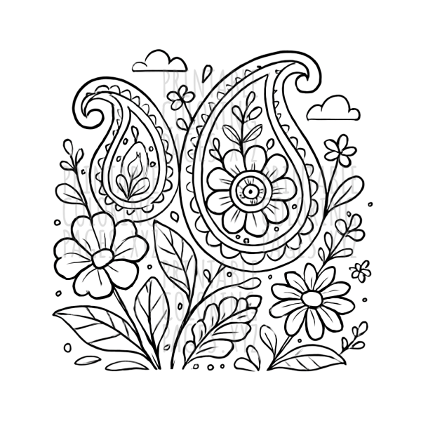 Intricate Paisley Garden Art for Creative Coloring