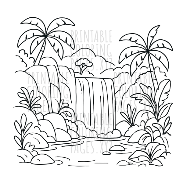 Serene Jungle Waterfall Landscape Adventure