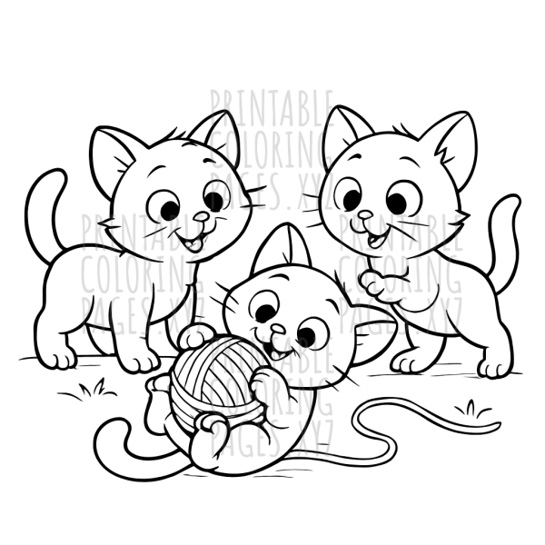Curious Kittens Playing with Yarn Adventure