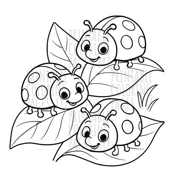 Cheerful Ladybugs on Lush Green Leaves