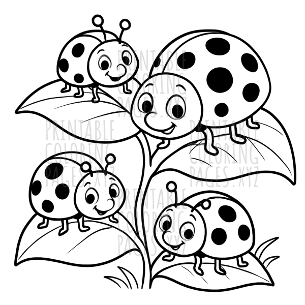 Charming Ladybugs Among Lush Green Leaves
