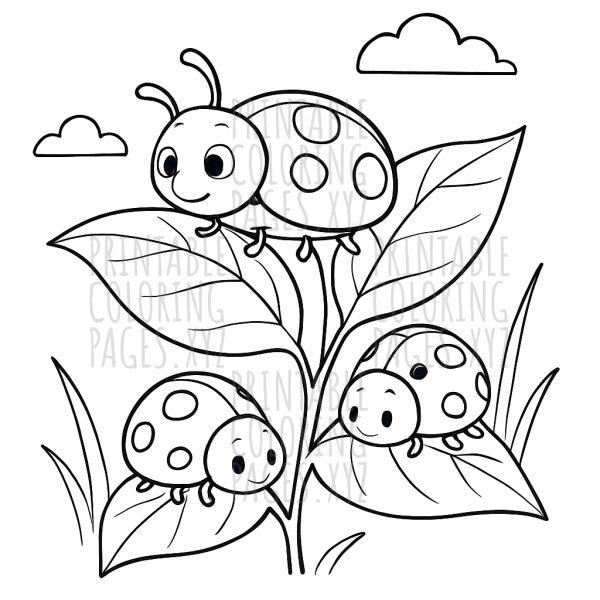 Ladybugs Dancing on Summer Leaves