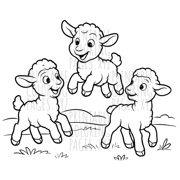 Playful Lambs Frolicking in a Sunny Field