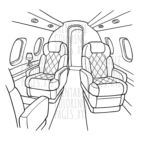 Luxurious Private Jet Interiors: A Creative Coloring Experience