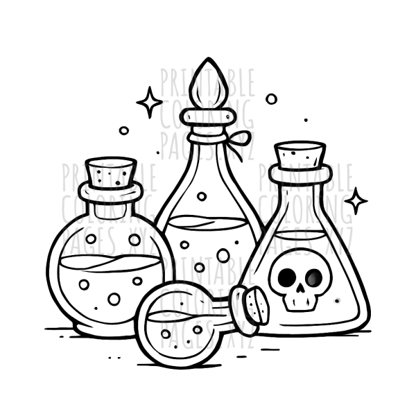 Enchanting Magic Potion Bottles to Color