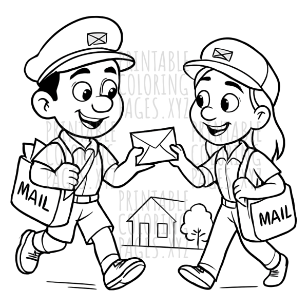 Friendly Mail Carriers on Their Delivery Route