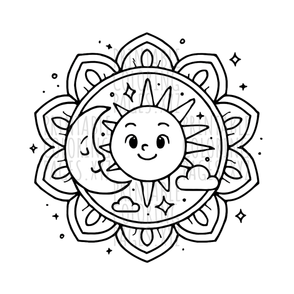 Celestial Mandala Magic: A Cosmic Coloring Journey