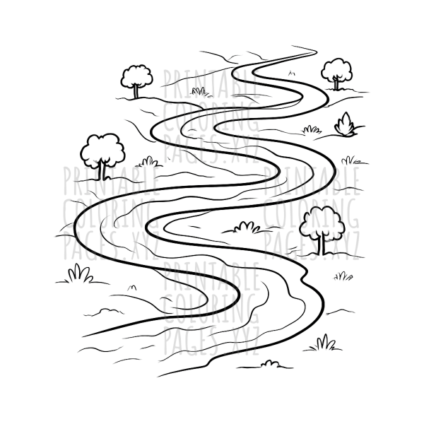 Winding Wonders: Meandering River Map Art