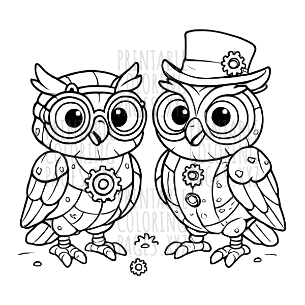 Steampunk Mechanical Owls: Creative Coloring Adventure