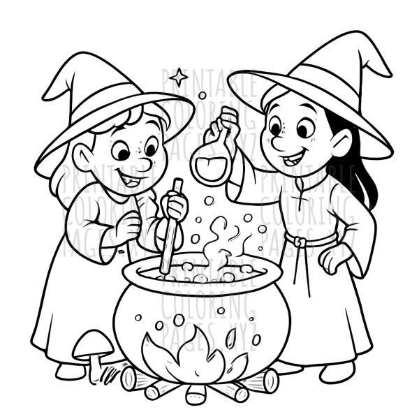 Mystical Medieval Witches Brewing Potions