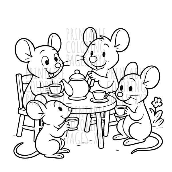 Whimsical Mice Tea Party Fun