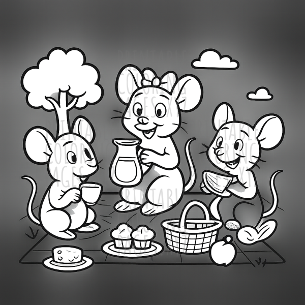 Charming Mice Picnic Party Scene