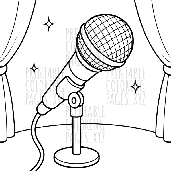 Spotlight Magic: Microphone on Stage Coloring Fun