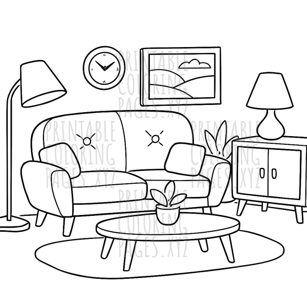 Stylish Mid-Century Modern Living Room Scene