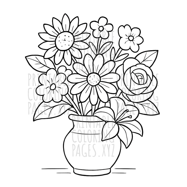 Bright Mixed Flower Bouquet in a Vase