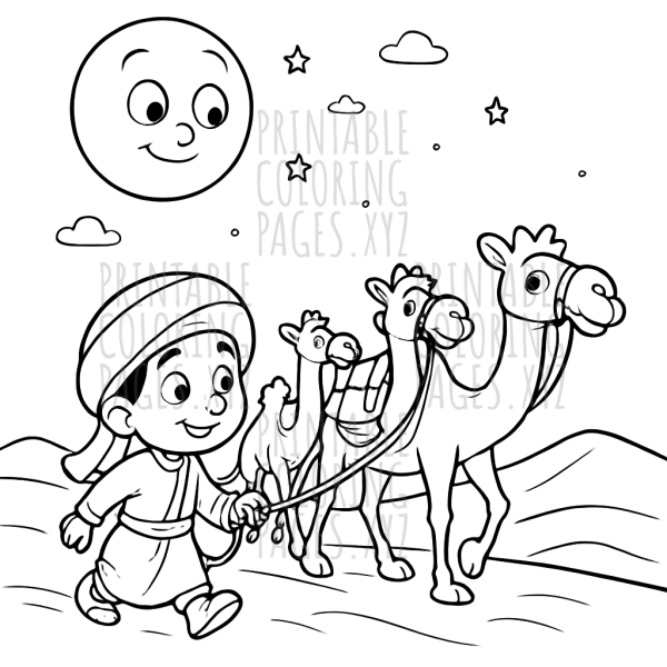 Journey Through the Moonlit Desert Caravan
