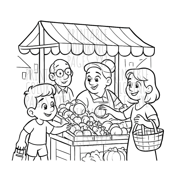Busy Morning Market Stall Scene