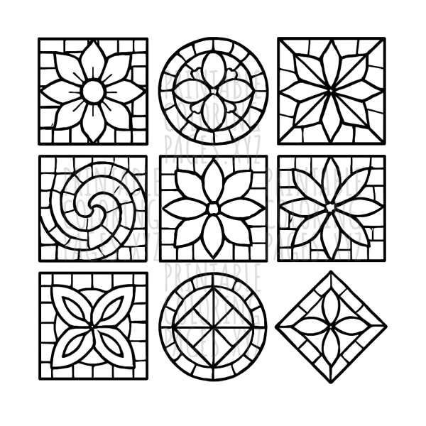 Intricate Mosaic Tile Patterns to Color