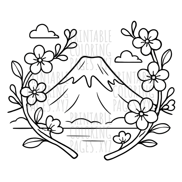 Serene Mount Fuji Cherry Blossom Scene