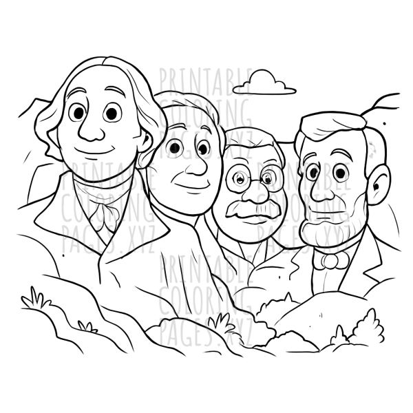 Historic Faces of Mount Rushmore - Creative Coloring Fun