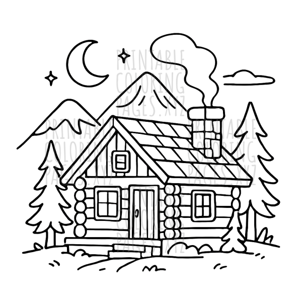 Cozy Mountain Cabin at Dusk Scene