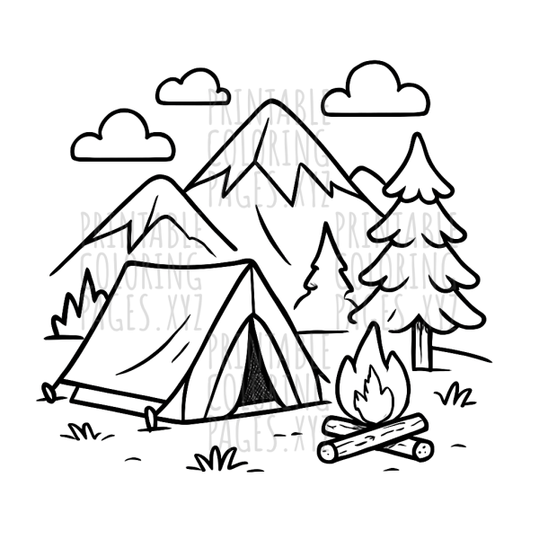 Cozy Mountain Wilderness Campsite Scene