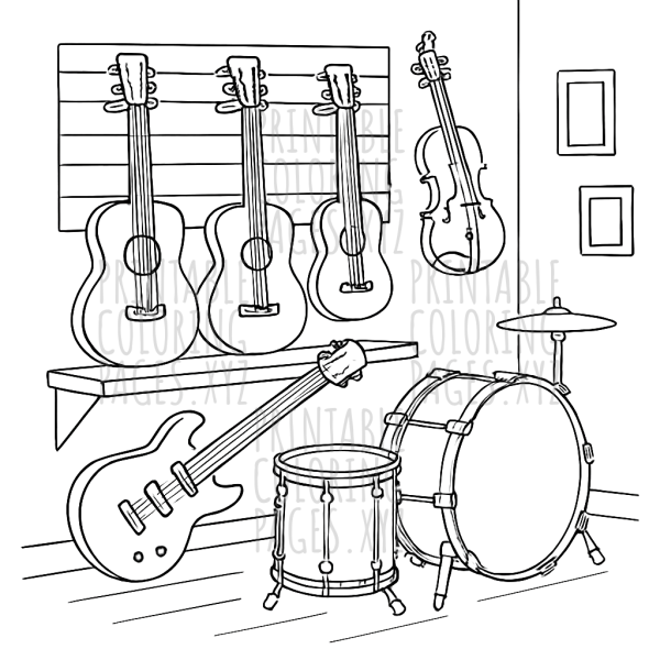 Colorful Musical Instruments Showcase