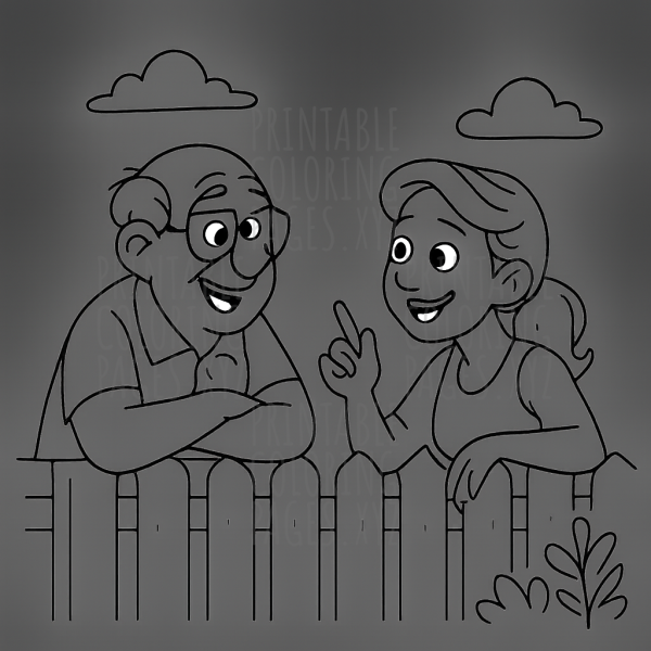 Friendly Neighbors Chatting Over the Fence