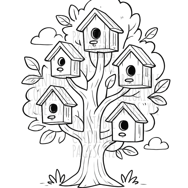 Cozy Nestled Birdhouses in a Charming Tree