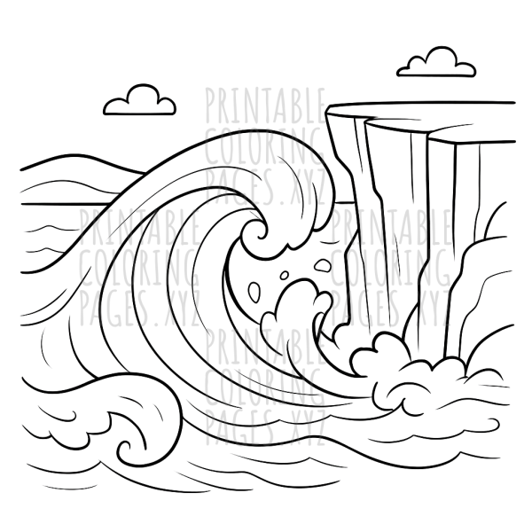 Majestic Ocean Waves Crashing at the Cliffside