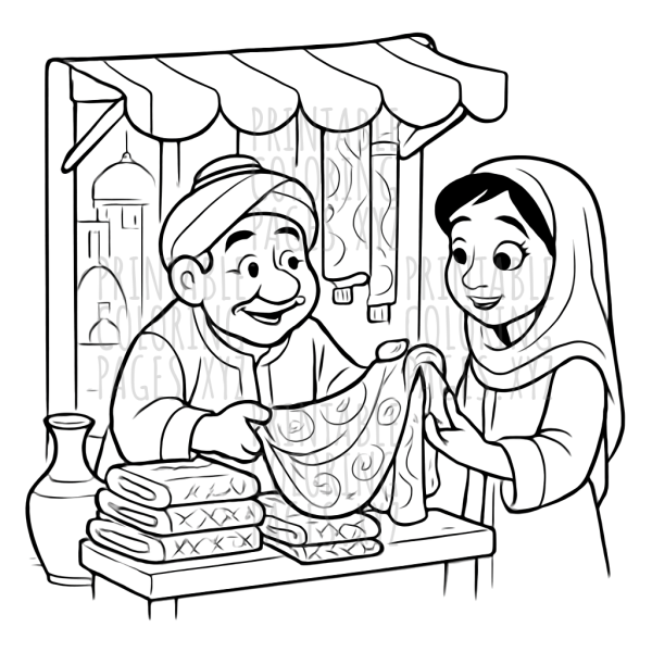 Bustling Oriental Silk Market Adventure