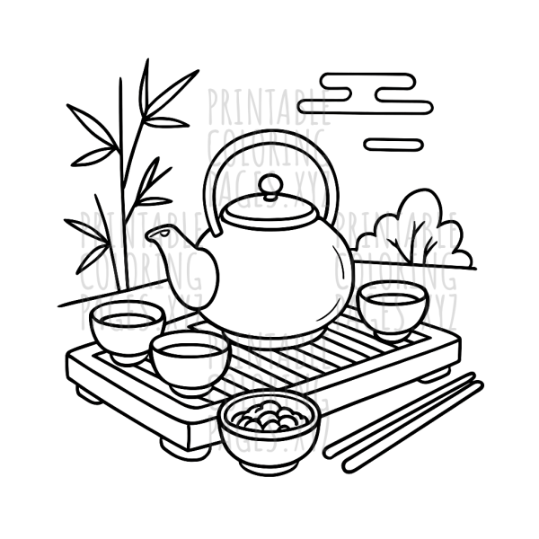 Tranquil Oriental Tea Ceremony Scene