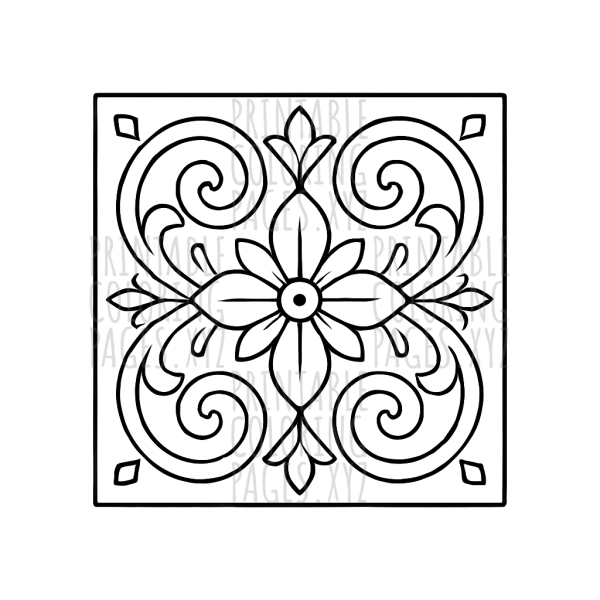 Intricate Arabesque Tile Art for Creative Coloring